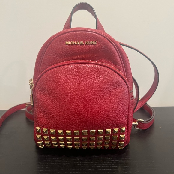 Michael Kors Bags Michael Kors Abbey Leather Backpack Red Poshmark